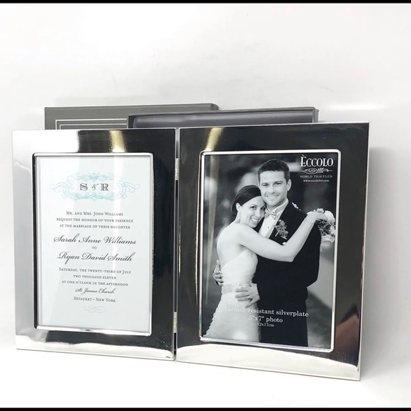 Eccolo Double Invitation Frame Wedding Silverplate - Picture 3 of 7